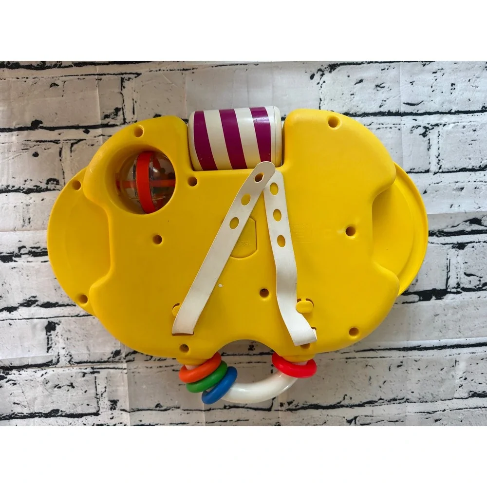 Vintage Little Tikes Yellow Baby Activity Center Crib Toy Mirror Sensory Rattle
